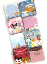 Presenting the delightful Sanrio Candy Box Series Memo Pads, these stationery items are a must-have for anyone who appreciates a touch of cuteness with their competence!   Choose from 4 equally adorable sets, each with a different style of sweet-treat branding and featuring your favourite Sanrio characters - My Melody, Kuromi, Pompompurin, Hangyodon and Pochacco all add a cheerful touch of kawaii to these nifty notes!